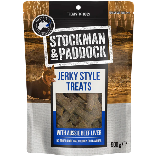 Stockman & Paddock Jerky Style Treats with Aussie Beef Liver 500g